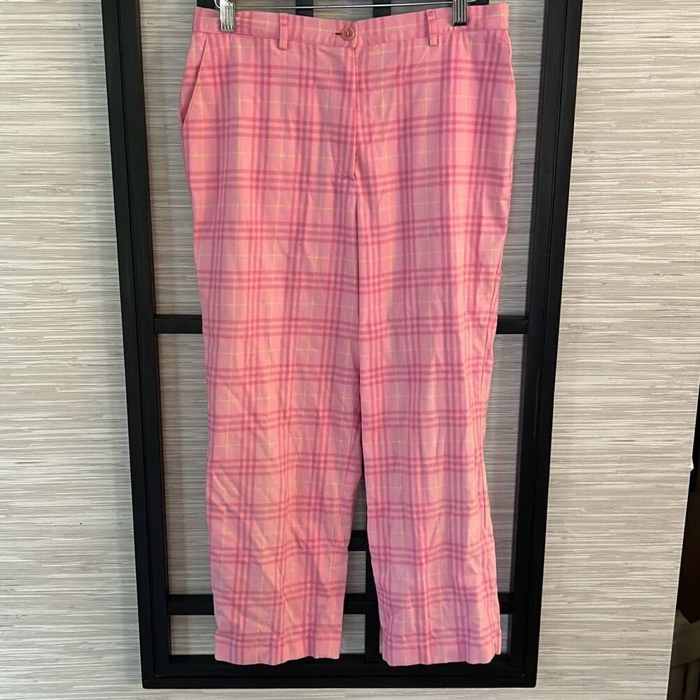 Burberry Golf pink plaid Capri cotton pants size 6